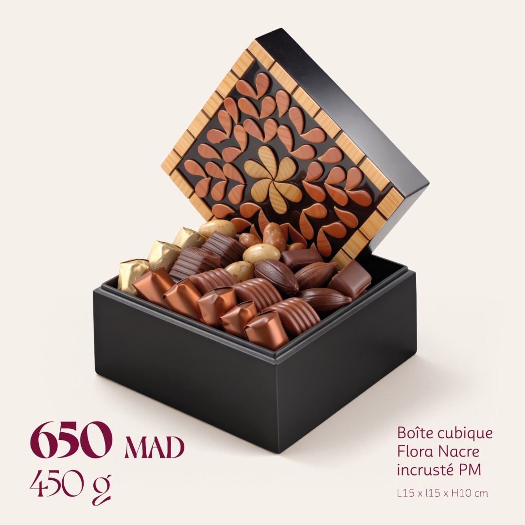 Boîte cubique Flora Nacre incrusté